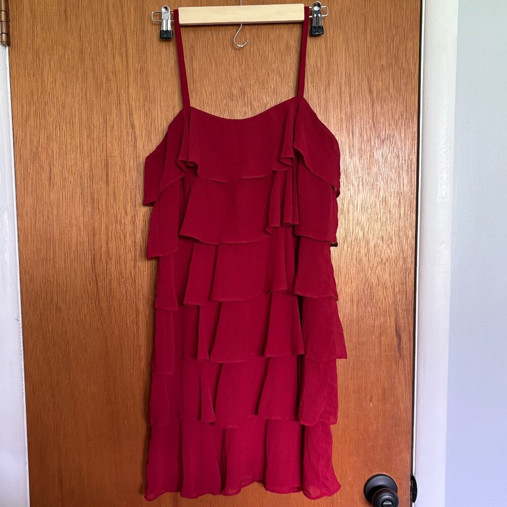 LOFT by Ann Taylor Red Tiered Ruffle Dress